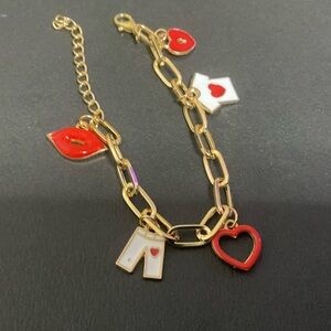 Custom made red & gold whimsical charm bracelet